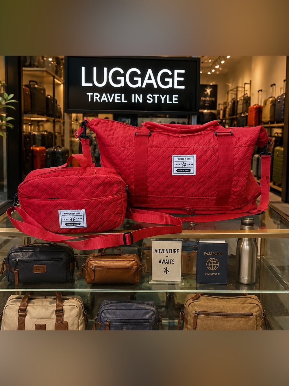 Weekender/gym bag NIP Red
Quilted 2 piece set airline compliant.